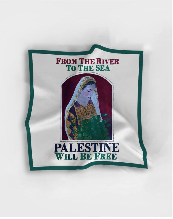 Free Palestine: Printed Square Scarf. Artwork By Reena Paints