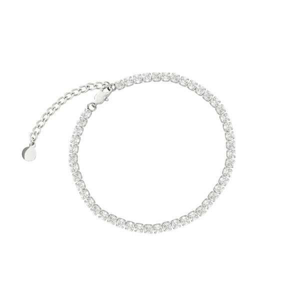 Silver Crystal Tennis Anklet - 4mm